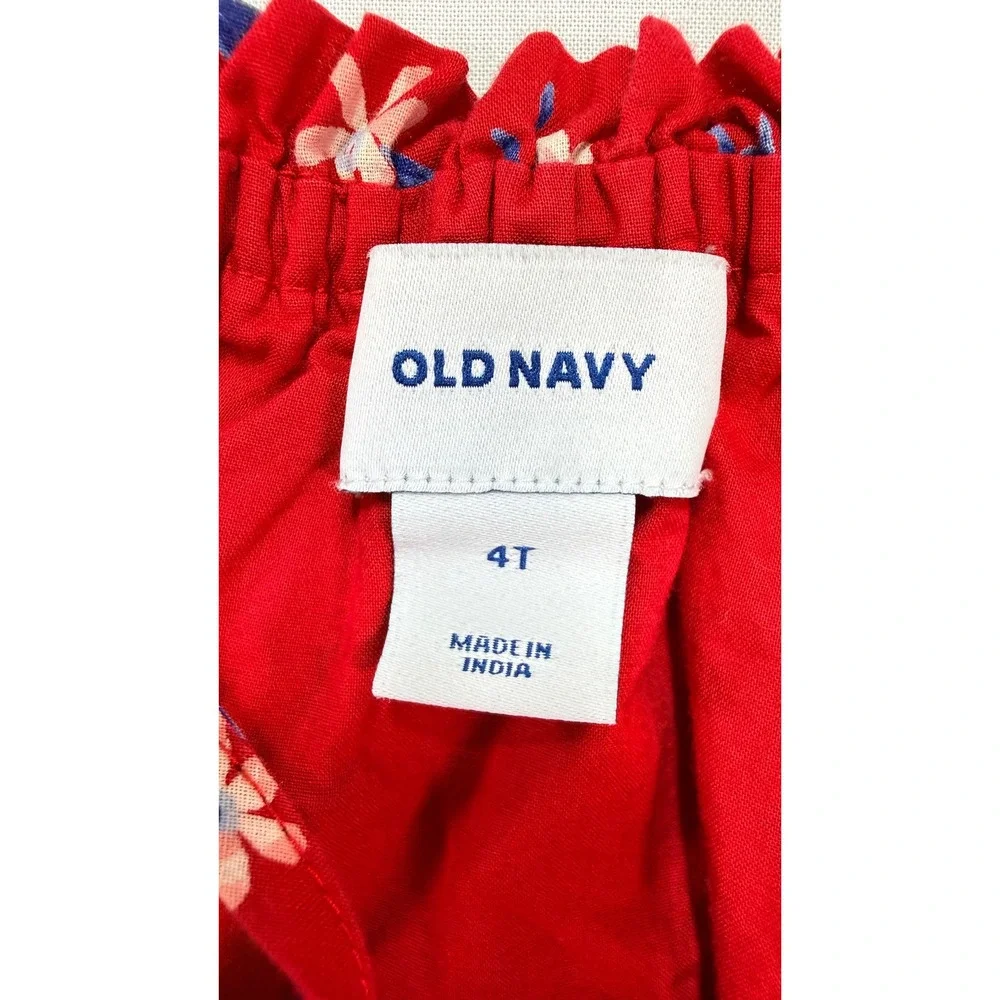 Old Navy Girls Red Floral Button Front Ruffle Hem Sundress Size 4T